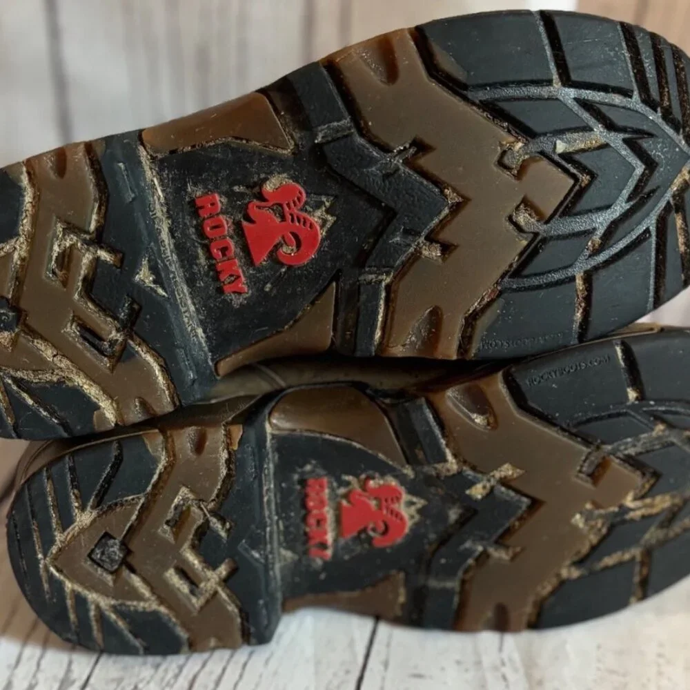 Rocky Kids Leather Western Camouflage 6” Outdoor Brown Slip On Boots Size 4M